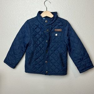 H&M boys blue quilted fleece coat jacket size 4-5
